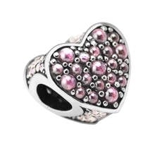 Pink Dazzling Heart Charm Silver Enamel Fits 925 Silver Original Bracelets For Woman Fashion Jewelry Beads For Jewelry Making 2024 - buy cheap