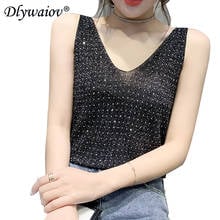 2021 New knitted vest women diamond Tops summer Tank Woman sleeveless camisole casual clothes Female vests Rompi rajutan wanita 2024 - buy cheap