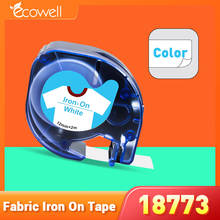 Etiqueta do ferro-na da tela de ecowell 12mm para dymo letratag 18773 18772 18775 azul na etiqueta branca dos clthoes para a impressora LT-100T LT-100 2024 - compre barato
