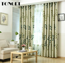 TONGDI Blackout Curtains Green Elegance Leaves Printing High-grade Decoration For Home Hotel Christmas Party Bedroom Living Room 2024 - buy cheap