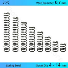 Resortes de compresión de 0,7mm, resorte de presión, diámetro exterior de 0,7mm, 4, 5, 6, 7, 8, 9, 10, 11, 12, 13, 14mm, longitud de 5, 10, 15-100mm, 10 Uds. 2024 - compra barato