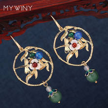 Fashion of personality Artificial Crafts MYWINY handmade braided flowers jewelry ,nature shell stones earrings 2024 - buy cheap