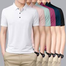 Camisa polo masculina de manga curta com gola virada para baixo, camisas sólidas de homens, verão, 2021 2024 - compre barato