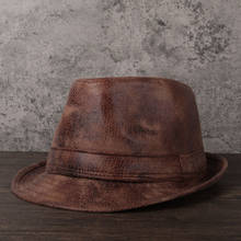 8Stlye Men Leather Fedora Hat For Dad Jazz Hat Men Boater Flat Top Hat For Gentleman Bowler Porkpie Hat Size 58CM 2024 - buy cheap