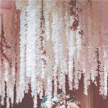 Flor Artificial de glicina para decoración, Hortensia Artificial de mimbre para arco de boda, bricolaje, para colgar en la pared, fiesta en casa, 1/2M 2024 - compra barato
