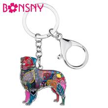 Bonsny chaveiro de esmalte australiano cachorro-estilete chaveiro decorativo para carros e meninas 2024 - compre barato