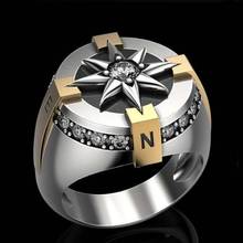 Classic Men's Silver Colour Stainless Steel Ring Two Color Compass Ring Easter Gift Hip Hop Punk Motorcycle Party Ring 2024 - buy cheap