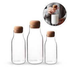 Cork Glass Bottle Heat Resistant Milk Juice Bottle Transparent Storage Can Sealed Tea Coffee Storage Tank Kitchen storage tank 2024 - buy cheap