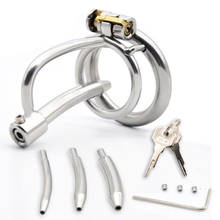 Stainless Steel Male Chastity Devices Cock Cage With Urethral Catheter Penis Lock Cock Ring Sex Toys For Men Chastity Belt 2024 - buy cheap