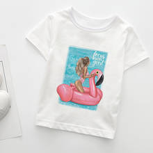 Летняя новая красивая недорогая детская футболка, модная футболка для девочек, простая белая уличная модная футболка с принтом для мальчиков 2024 - купить недорого