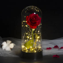 Beauty and The Beast Gold Foil Galaxy Rose Flower LED Light Artificial Flowers In Glass Dome Christmas Valentine Gift 2024 - buy cheap