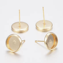 100pcs 304 Stainless Steel Ear Studs Flat Round Tray for 6/8/10/12mm Golden Earring Making Accessories 2024 - buy cheap