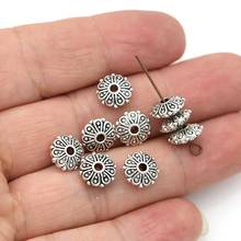JAKONGO Antique Silver Plated Round Flower Loose Spacer Beads for Jewelry Making Bracelet DIY Findings 10x4mm 20pcs/lot 2024 - buy cheap