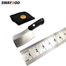 Swayboo mini faca com lâmina fixa, em aço inoxidável, cabo de ébano, faca de bolso, couro, titânio, cortador de chave de cozinha, ferramenta de mão 2024 - compre barato