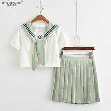 Униформа зеленого цвета маття JK, комплект в японском и корейском стиле, школьная форма чистого цвета для девочек, летняя юбка для косплея ма... 2024 - купить недорого