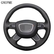 DIY Hand-stitched Black Artificial Leather Car Steering Wheel Cover For Audi A6 (C7) A4 (B8) A7 A8 A8 L Allroad Q5 2013-2017 Q7 2024 - buy cheap