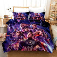 Juego de cama para niños, ropa de cama para niños, conjunto de edredón con estampado de Marvel los vengadores, tamaño queen individual, 3 uds, estampado en 3d de color brillante 2024 - compra barato