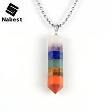 Collar con colgante de columna Hexagonal para hombre y mujer, gargantilla de piedra Natural de 7 Chakras, joyería de cadena de clavícula para curación de Yoga y Reiki 2024 - compra barato