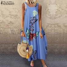 ZANZEA Bohemian Summer Dress Women Sleeveless Floral Printed Beach Sundress Loose Vestido  Casual Maxi Long Dress  2024 - buy cheap