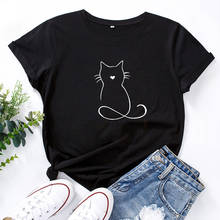 Camiseta con estampado de gato y Animal para Mujer, remera de manga corta con cuello redondo para Mujer, moda con personalidad, Camisetas Harajuku para Mujer 2024 - compra barato