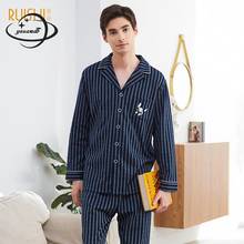 Mens Pajama Sets Spring Autumn Male Sleepwear Suits Clothing Cardigan+long Pant Long Sleeve Striped Button Soft Man Clothes H91 2024 - buy cheap
