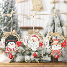 1pc Christmas Santa Snowman Garland  Wooden Ornament Pendant Xmas Hanging Decoration For Home Party Tree Christmas Gift 2024 - buy cheap