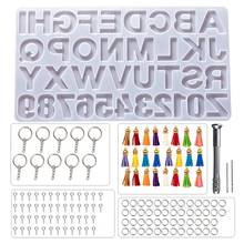 Molde de resina epoxi de cristal para fabricación de llaveros, letras del alfabeto, número, fundición de silicona, manualidades, DIY, 1 Juego 2024 - compra barato