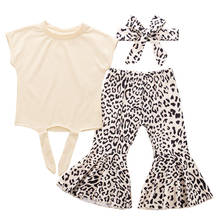 1-5Y Toddler Baby Kid Girls Clothing Set Short Sleeve Bow Tops + Leopard Pants Summer Girl Costumes 2024 - buy cheap