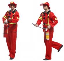 Fancy Adult Fireman Costume Halloween Cosplay Party Firefighter Fire Suit Men Role Play Party Clothes Funny Firefighter Uniform 2024 - buy cheap