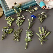 Novo esmalte retro verde planta folha de metal pino pérola flores vintage broche para colar vestido casaco acessórios jóias presentes 2024 - compre barato