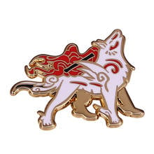 Okami Amaterasu badge anime wolf badge wild animal mythology Enamel Pin cartoon character jeans jewelry accessory 2024 - buy cheap