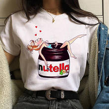 Casual branco t nutella estética camiseta feminino engraçado impressão tumblr verão moda gráfico roupas femininas grunge 2024 - compre barato