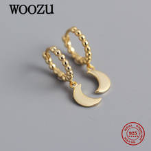 WOOZU Genuine 925 Sterling Silver Round Bead Moon Pendant Dangle Earrings For Fashion Women Party Hip Hop Jewelry 2021 Popular 2024 - buy cheap