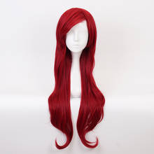 Peruca vermelha de sereia, 70cm, cabelo sintético, cacheado, cosplay, princesa ariel, traje de personagem + touca 2024 - compre barato