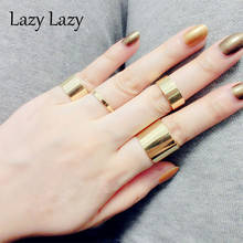 Fashion Simple Smooth Rings Alloy Women 's Rings Fashion Width Gold Color Finger Ring Gift For Girl Jewelry 4Pcs/Set 2024 - buy cheap