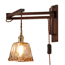 Creative Vintage Wall Light Telescopic Folding Bedside Wall Lamp Loft Antique Wall Lights Wood Glass Home Decor Lighting 2024 - buy cheap