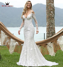 Luxury Mermaid Long Sleeve Wedding Dresses Lace Tulle Beading Crystal 2022 New Design Formal Bride Dresses Custom Size BZ05 2024 - buy cheap