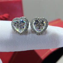 Geoki-pendientes de plata de primera ley con forma de corazón, aretes, plata esterlina 925, diamante, 2 Ct, corte perfecto, Color VVS1, moissanita, fiesta 2024 - compra barato