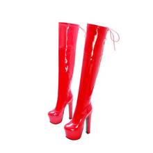 BLXQPYT-Botas de cuero por encima de la rodilla para Mujer, zapatos sexys de tacón superalto de 17CM con plataforma de 6CM, con cremallera, Z33S 2024 - compra barato