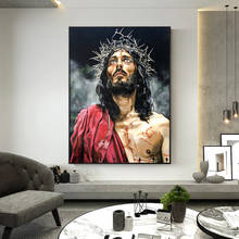 Pinturas abstractas de Jesús en lienzo para pared, carteles e impresiones, retrato de Jesús, imágenes de pared para decoración de pared de sala de estar 2024 - compra barato
