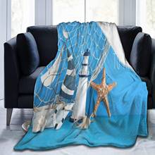 Nautical Theme Sailboat Lighthouse Starfish Throw Blanket Plush Microfiber Flannel Fleece Blanketfor Bed Sofa Couch Camping 2024 - buy cheap