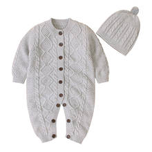 Комбинезон для новорожденных мальчиков; Хлопковая трикотажная одежда для малышей; Осенне-зимняя одежда для малышей; Детский комбинезон с длинными рукавами и шапочкой 2024 - купить недорого