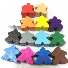 140PCS Wooden Humanoid Meeples Pawn Chess Pieces 14 Colors Standard Size 16mm For Meeple Carcassonne Board Game Accessories 2024 - buy cheap