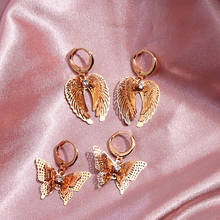 Модные женские серьги-подвески с бабочками золотого цвета с металлическими крыльями, элегантные свадебные ювелирные изделия, подарок 2024 - купить недорого