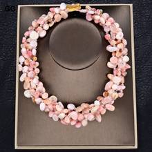 GG Jewelry 20" 5 Strands Natural Gems Stone Pink Opal Pink Crystal Necklace Bracelet Sets Handmade Cute For Women 2024 - buy cheap