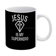 Jesús-Is-My-superhéroe-religioso-divertido-cristiano-Domingo taza blanca 11oz tazas divertidas de cerámica para café, té y leche Jesús superhéroe religioso 2024 - compra barato