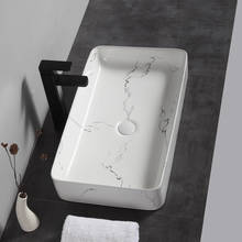 Nordic Simple Marble Pattern Art Above Counter Wash Basin Home Toilet Ceramic Bathroom Vessel Sink Square Washbasin Faucet 2024 - buy cheap