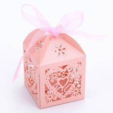 Cajas de caramelos de boda con corazón de amor cortado con láser, caja de regalo para regalos de boda y decoraciones de fiesta, color blanco y rosa 2024 - compra barato