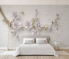 Papel de parede personalizado 3d de lilás, bonito, estéreo, 3d, flor, ramo de flor, sala de estar, decoração, pintura de parede 2024 - compre barato