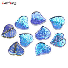 30pcs 13x15mm Leaf Heart Shape Blue Glass Charms Pendant For Fashion Bracelet Necklace Diy Jewelry Making Accessories 2024 - buy cheap